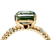 Rope Engagement Ring Setting for Fancy Green Asscher Cut Center with Accent Shoulders and Prong Head in Yellow Gold