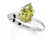Solitaire Engagement Ring Setting for Fancy Yellow Pear-Shaped Center with Wide Knife Ridge Band and Prong Head in Sterling Silver