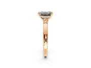 Solitaire Engagement Ring Setting for Emerald Cut Center with Beaded Shoulders and Prong Head in Rose Gold