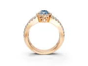 Halo Engagement Ring Setting for Fancy Blue Marquise Center with Wide-Open Pave Split Shank and Prong Head in Rose Gold