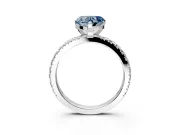 Solitaire Engagement Ring Setting for Fancy Blue Heart-Shaped Center with Fine Pave Band and Claw Prong Head in Platinum