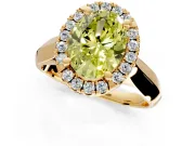 Halo Engagement Ring Setting for Fancy Yellow Oval Center with Square Band and Prong Head in Yellow Gold
