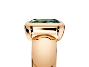 Solitaire Engagement Ring Setting for Fancy Green Emerald Cut Center with Wide Band and Bezel Head in Rose Gold
