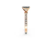 Open Basket Engagement Ring Setting for Emerald Cut Center with Pave Band and Prong Head in Rose Gold