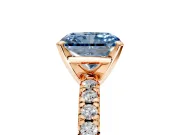 Solitaire Engagement Ring Setting for Fancy Blue Radiant Cut Center with Large Accents and Prong Head in Rose Gold