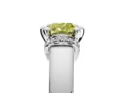 Solitaire Engagement Ring Setting for Fancy Yellow Cushion Cut Center with Wide Band, Pave Collar and Prong Head in White Gold