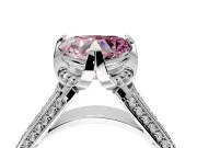 Solitaire Engagement Ring Setting for Fancy Pink Heart-Shaped Center with Accented Split Shank and Prong Head in White Gold