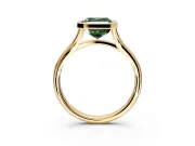 Solitaire Engagement Ring Setting for Fancy Green Asscher Cut Center with V Split Shank and Bezel Head in Yellow Gold