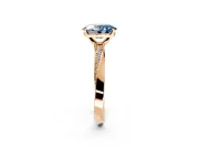 Side Accent Engagement Ring Setting for Fancy Blue Oval Center with Accent Shoulders and Prong Head in Rose Gold