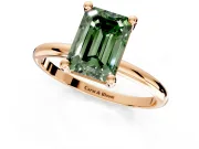 Minimalist Solitaire Engagement Ring Setting for Fancy Green Emerald Cut Center with Thin Band and Prong Head in Rose Gold