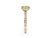 Hidden Halo Engagement Ring Setting for Fancy Yellow Radiant Cut Center with Pave Band and Prong Head in Yellow Gold