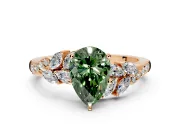 Solitaire Engagement Ring Setting for Fancy Green Pear-Shaped Center with Marquise Accent Twist Band and Prong Head in Rose Gold