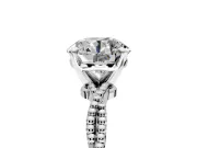 Solitaire Engagement Ring Setting for Round Cut Center with Twist Band and Bead Prong Head in Sterling Silver
