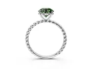 Solitaire Engagement Ring Setting for Fancy Green Round Cut Center with Plain Twisted Rope Band and Prong Head in Platinum