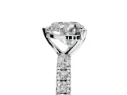 Solitaire Engagement Ring Setting for Heart-Shaped Center with Shared-Prong Accents and Prong Head in White Gold