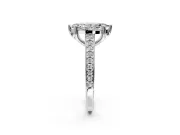 Solitaire Engagement Ring Setting for Marquise Center with Pave Cathedral Band and Prong Head in White Gold
