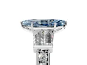 Channel-Set Engagement Ring Setting for Fancy Blue Marquise Center with Baguette Band and Prong Head in Platinum