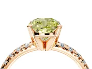 Solitaire Engagement Ring Setting for Fancy Yellow Cushion Cut Center with Large Accents and Prong Head in Rose Gold