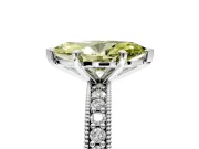 Milgrain Pave Engagement Ring Setting for Fancy Yellow Marquise Center with Accent Band and Prong Head in Platinum