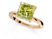 Solitaire Engagement Ring Setting for Fancy Yellow Princess Cut Center with Fine Wire Band and Prong Head in Rose Gold