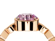 Milgrain Bezel Engagement Ring Setting for Fancy Pink Round Cut Center with Marquise Stations and Bezel Head in Rose Gold