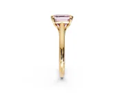 Solitaire Engagement Ring Setting for Fancy Pink Asscher Cut Center with Cathedral Band and Prong Head in Yellow Gold