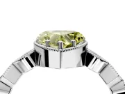Milgrain Bezel Engagement Ring Setting for Fancy Yellow Heart-Shaped Center with Marquise Stations and Bezel Head in Platinum