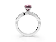 Solitaire Engagement Ring Setting for Fancy Pink Radiant Cut Center with Criss-Cross Accent Band and Prong Head in Platinum