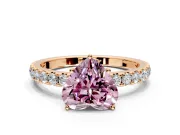 Solitaire Engagement Ring Setting for Fancy Pink Heart-Shaped Center with Large Accent Band and Prong Head in Rose Gold