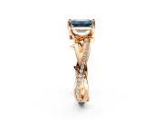 Solitaire Engagement Ring Setting for Fancy Blue Emerald Cut Center with Pave and Plain Crossover Band and Prong Head in Rose Gold