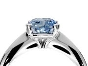 Solitaire Engagement Ring Setting for Fancy Blue Cushion Cut Center with Reverse Tapered Band and Prong Head in Sterling Silver