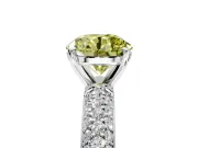 Solitaire Engagement Ring Setting for Fancy Yellow Round Cut Center with Domed Multi-Row Pave Band and Prong Head in Sterling Silver