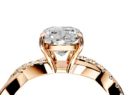 Crossover Engagement Ring Setting for Cushion Cut Center with Pave and Plain Strands and Prong Head in Rose Gold