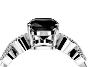 Leaf Engagement Ring Setting for Fancy Black Cushion Cut Center with Milgrain Accent Band and Prong Head in Platinum