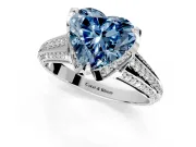 Solitaire Engagement Ring Setting for Fancy Blue Heart-Shaped Center with Accented Split Shank and Prong Head in Sterling Silver