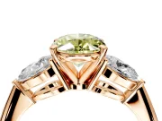 3 Stone Engagement Ring Setting for Fancy Yellow Oval Center with Large Pear-Shaped Accents and Prong Head in Rose Gold
