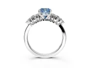 Cluster Engagement Ring Setting for Fancy Blue Cushion Cut Center with 2-Row Shoulder Clusters and Prong Head in Platinum