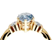 Solitaire Engagement Ring Setting for Fancy Blue Marquise Center with Grooved Bar Accent Band and Prong Head in Yellow Gold