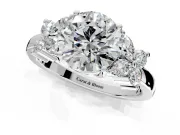 Floral Engagement Ring Setting for Round Cut Center with Marquise Cluster Shoulders and Prong Head in Platinum
