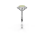 Halo Engagement Ring Setting for Fancy Yellow Radiant Cut Center with Single-Row Pave, Open Basket and Prong Head in Sterling Silver