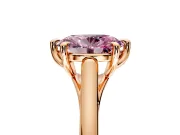 Solitaire Engagement Ring Setting for Fancy Pink Oval Center with Cathedral Band and Prong Head in Rose Gold