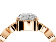 Vintage Station Engagement Ring Setting for Cushion Cut Center with Accents and Prong Head in Rose Gold