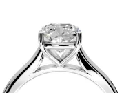 Solitaire Engagement Ring Setting for Cushion Cut Center with Narrow Cathedral Band and Prong Head in Platinum