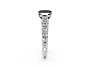 Solitaire Engagement Ring Setting for Fancy Black Radiant Cut Center with Pave Cathedral Shoulders and Prong Head in Platinum