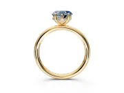 Hidden Halo Engagement Ring Setting for Fancy Blue Heart-Shaped Center with Thin Rounded Band and Prong Head in Yellow Gold