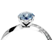 Side Accent Engagement Ring Setting for Fancy Blue Pear-Shaped Center with Accent Shoulders and Prong Head in White Gold