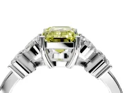 Floral Engagement Ring Setting for Fancy Yellow Emerald Cut Center with Marquise Cluster Shoulders and Prong Head in Platinum