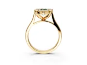 Single Halo Engagement Ring Setting for Fancy Green Pear-Shaped Center with Corner Claws, Plain Band and Prong Head in Yellow Gold
