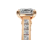 Solitaire Engagement Ring Setting for Asscher Cut Center with Channel Band and Double Claw Prong Head in Rose Gold