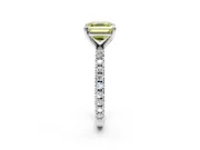 Solitaire Engagement Ring Setting for Fancy Yellow Asscher Cut Center with Fine Pave Band and Claw Prong Head in Platinum